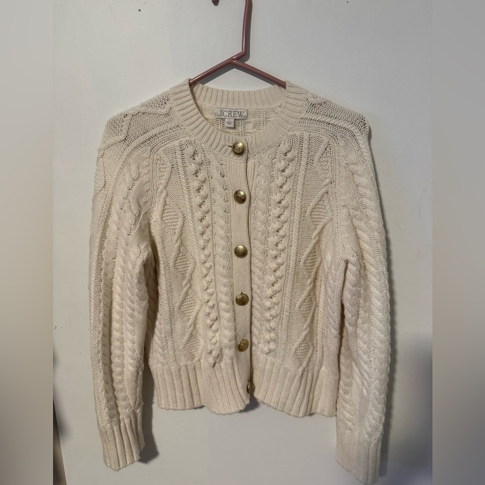 J. Crew Women's Cream Cable Cardigan